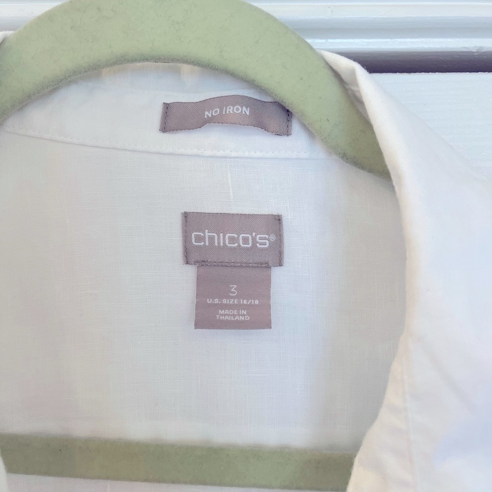 Chico's White Linen No-Iron Shirt size 3 or 16W - Picture 2 of 6